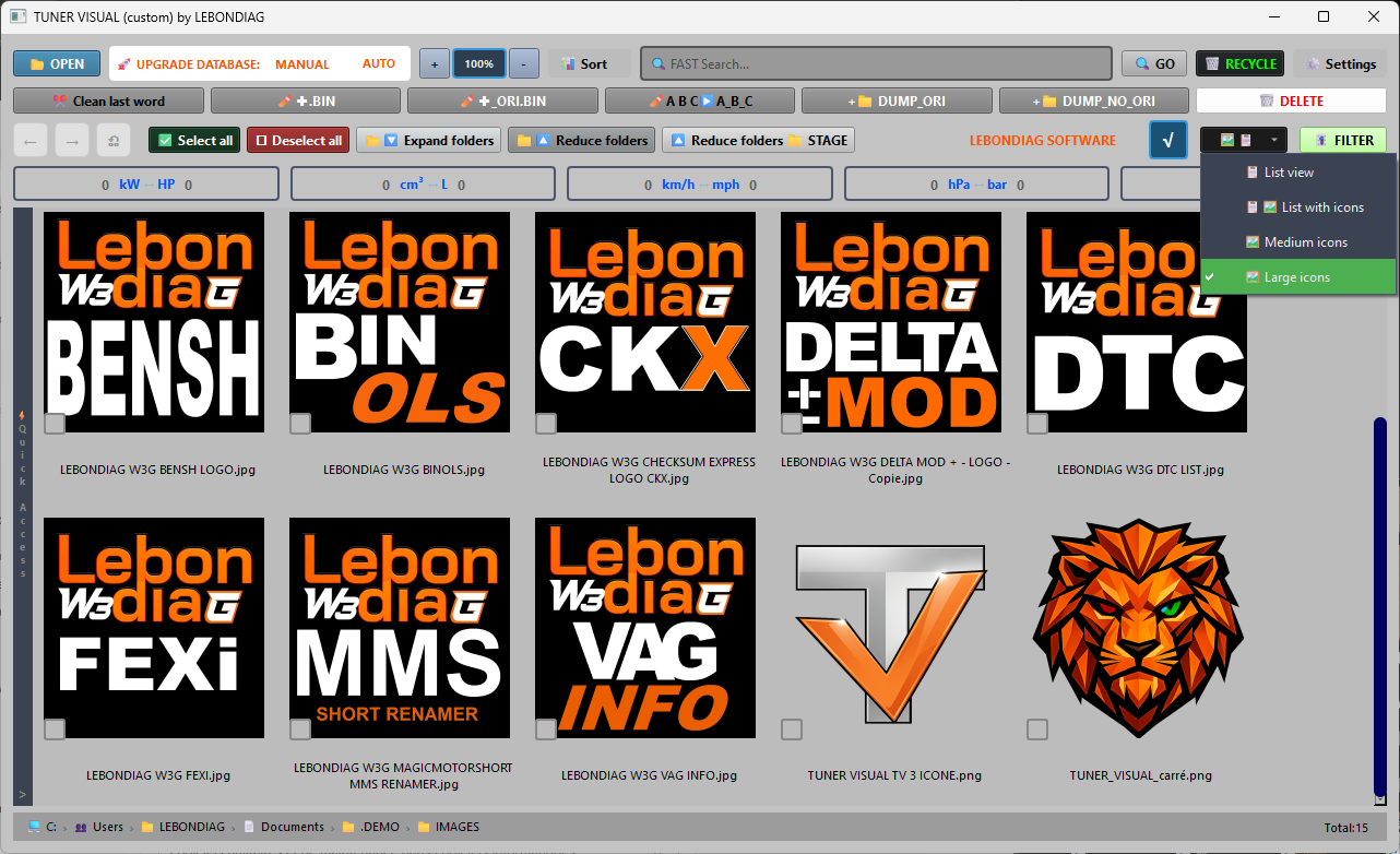 007 LEBONDIAG - TUNER VISUAL Search Organize Rename Filter folder (for Windows 10 or 11).